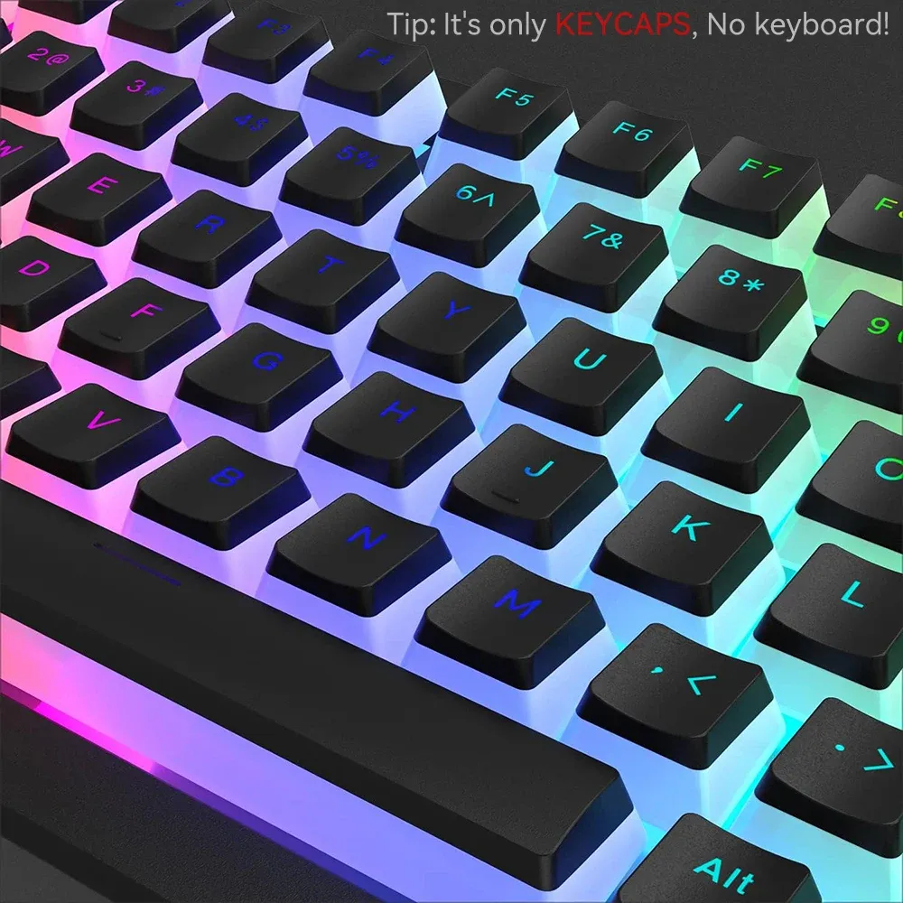 New Pudding PBT Keycaps 129 Keys Double Shot Translucent 60% 80% 100% Layout OEM Profile For RGB Mechanical Gaming_voghion.com