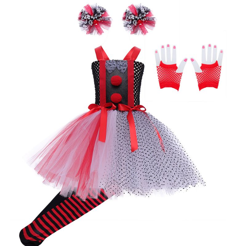 Children's Halloween costume clown back soul show pettiskirt festival party clown girl dress_voghion.com