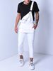 Tuta da uomo alla moda con canotta e pantaloni in denim strappati, popolare in 3 colori_voghion.com