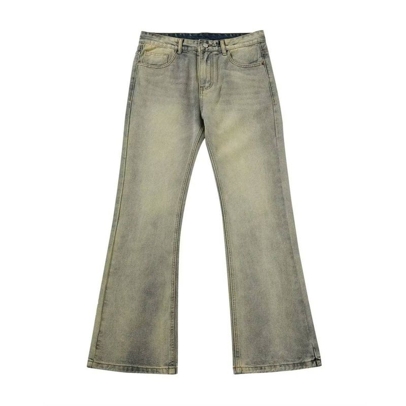 Pánské oblečení Retro Street Washed Všestranné rozšířené džíny Casual Old Zip Casual Kalhoty Vibe Kalhoty_voghion.com