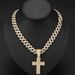 Hip Hop Elegant And Luxurious Gifts Alloy Full Diamond Cross Pendant Fashion Trend Rap Diamond Men's Cuban Chain Necklace Jewelry_voghion.com