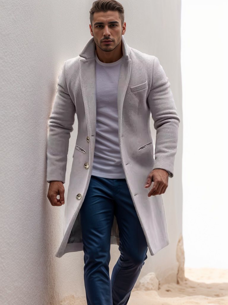 Cappotto monopetto in lana da uomo, nuovo, autunno e inverno, di media lunghezza_voghion.com