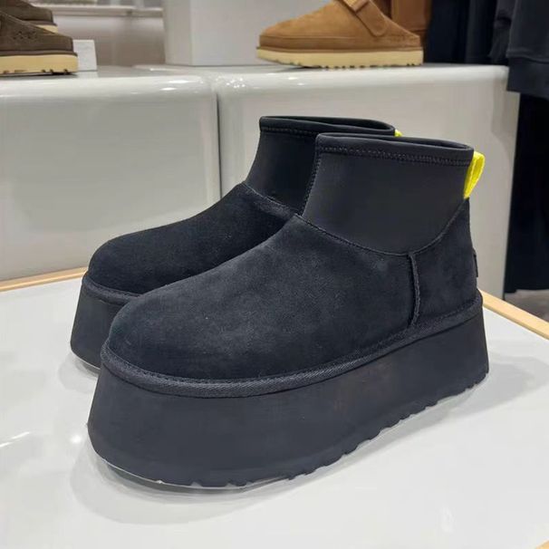 2025 Vinter Nye Mini Dipu Kvinders Tykke Bund Øget Pels Integreret Sne Fortykkede Varme Bomuldssko Korte Støvler_voghion.com