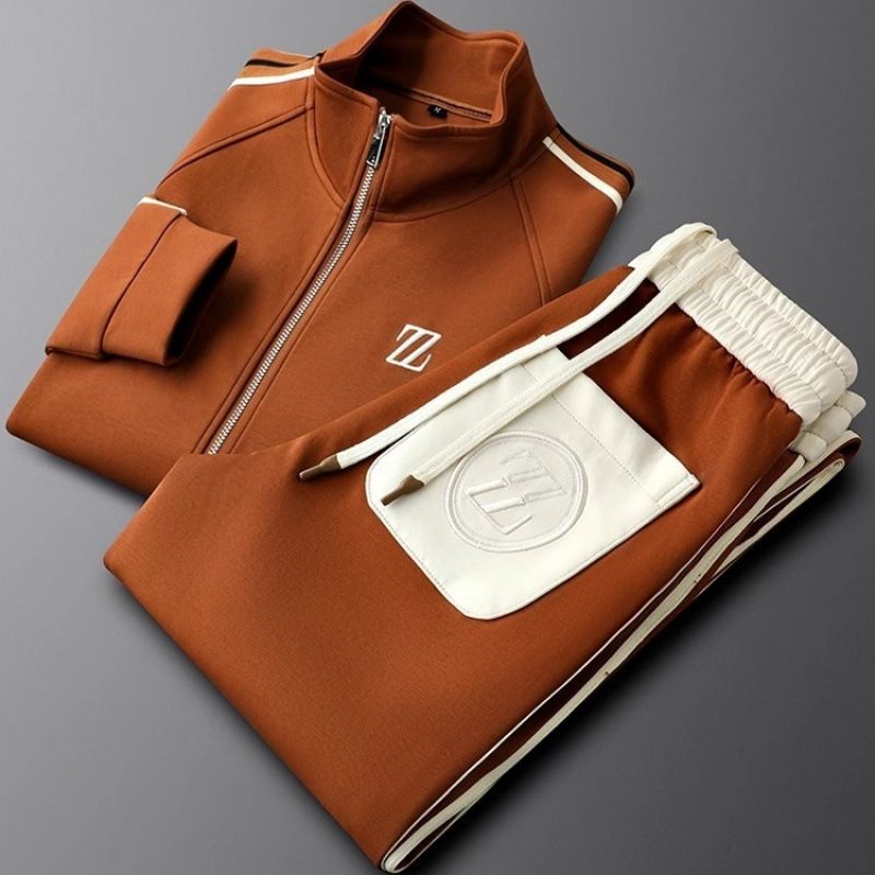 Men's Clothing Men's Sets Trendy And Fashionable Sportswear Long Sleeved Straight Leg Pants Two-piece_voghion.com
