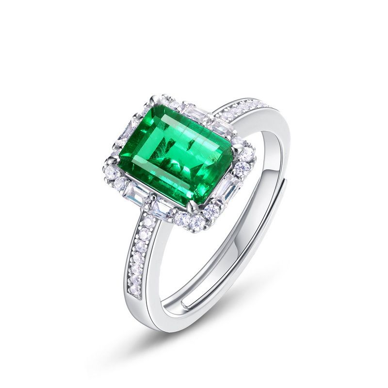 Anello di lusso Willson Jewelry con smeraldo coltivato e pietre preziose colorate, donna, in argento S925, con diamanti intarsiati, gioielli alla moda con pietre preziose_voghion.com