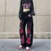 Hip Hop Dark Figure Print Lose Gerade Gewaschene Mode Jeans Casual Hosen_voghion.com