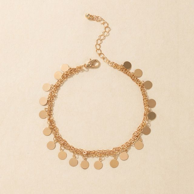 New Accessories Charming Gold Circle Fringe Multi layered Women's Bohemian Beach Feet Chain_voghion.com