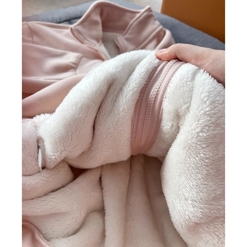 Women's Clothing Plush sweatshirt jacket for women autumn and winter wool ultra thick lambswool plush thick winter polar fleece thick lambswool_voghion.com