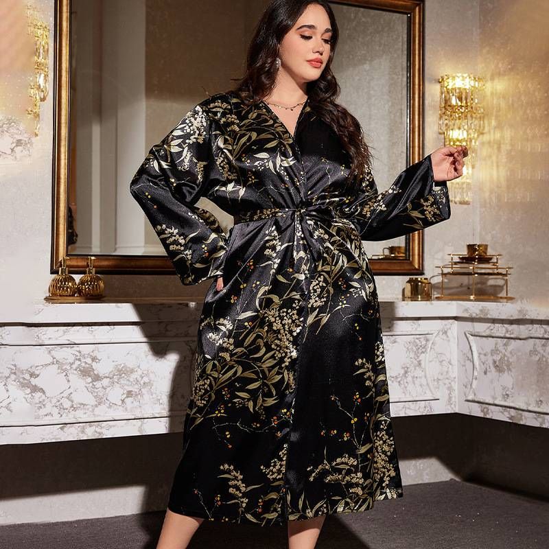 European and American style printed camisole dress, women's sexy and fashionable silk nightdress, fashionable and casual nightdress._voghion.com