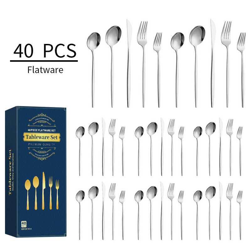 Portugal Five Component 40 Piece Stainless Steel Cutlery Set Western Dessert Steak Knife Fork And Spoon_voghion.com