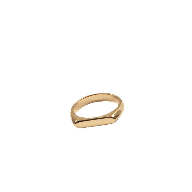 Damessieraden D-vormige ring van titaniumstaal, gegalvaniseerd met 18k goud_voghion.com