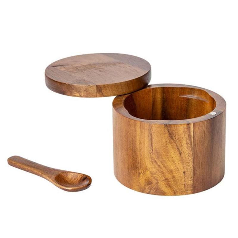 Wooden Salt Jar Storage Box Seasoning Jar With Lid_voghion.com