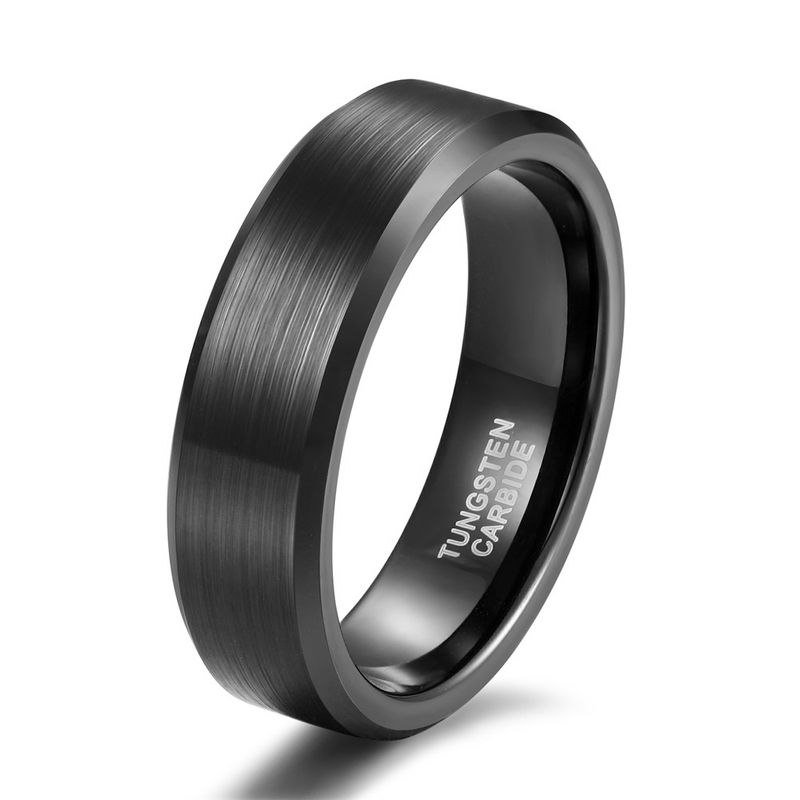 Men's Jewelry Plain Ring Brushed 2/4/6/8/10mm Unisex Beveled Tungsten Steel Ring_voghion.com