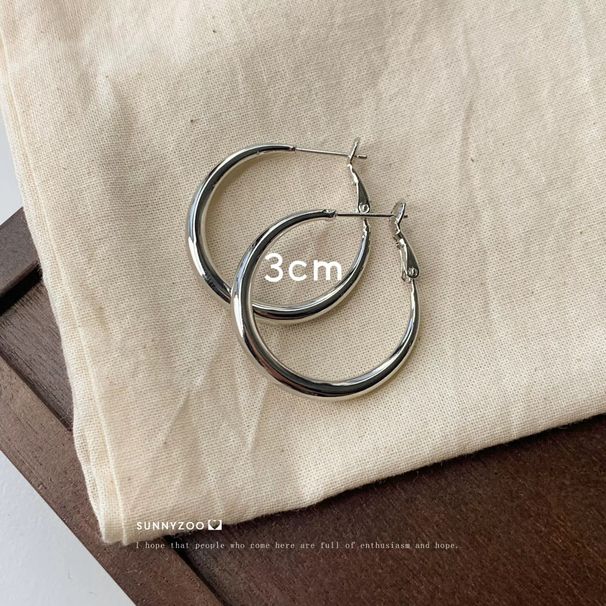 Cerchio grande classico e semplice per donna, stile vintage da pendolare, stile fresco ed elegante, cerchio minimalista con ago in argento_voghion.com