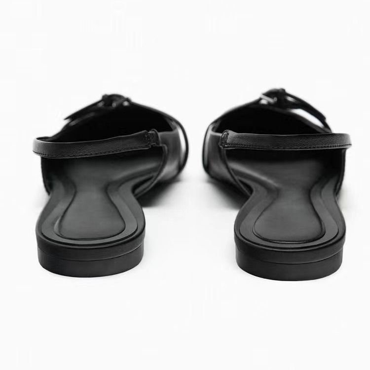 Summer New Korean Sandals Women's Black Pointed Headband With Back Air French Simple Casual Sandals, Size 42_voghion.com