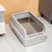 Stainless Steel Semi-Enclosed Toilet Detachable Pan Pet Supplies Open Cat Litter Box_voghion.com