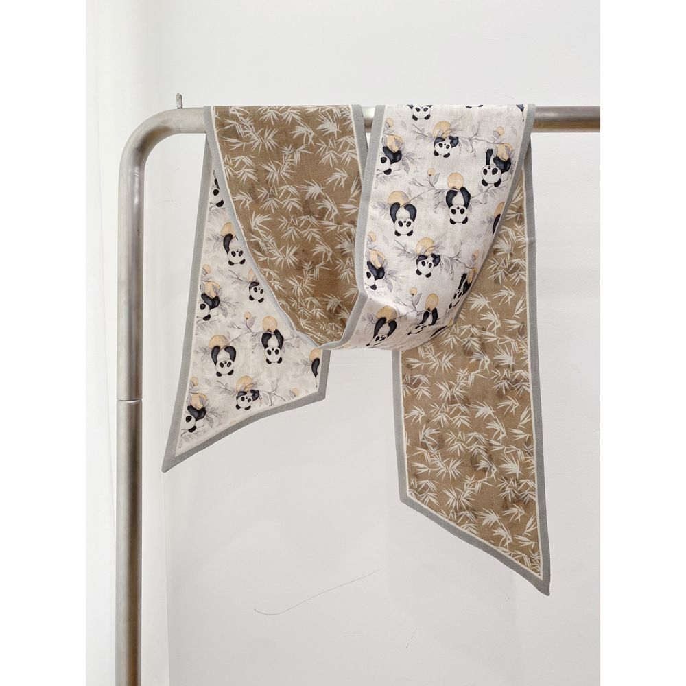 Sciarpa lunga da collo in velluto invernale da donna, stampata su entrambi i lati, in seta e lana, 16*150, calda, stile panda_voghion.com