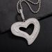 Women's Jewelry Elegant Hollow Heart Zircon Necklace With Twist Chain, Unique Asymmetrical Design, Fashionable Statement Piece For Everyday Wear_voghion.com