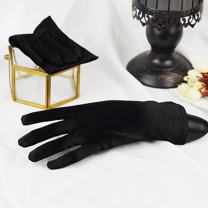Unisex Wedding Gloves Simple vintage white short satin wedding dress dinner bridal wedding accessory_voghion.com