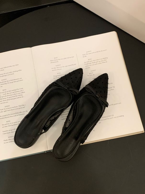 Französische Sandalen mit niedrigem Absatz und Schleife, Peeptoe, Feen-Design, neu, Sommer, atmungsaktive Mesh-Flachschuhe_voghion.com