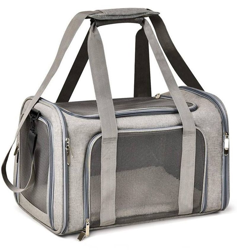 Kattentas voor onderweg, draagbare crossbody handtas, kattenmand met grote capaciteit, ademend huisdierpakket, auto- en vliegtuighondentas_voghion.com