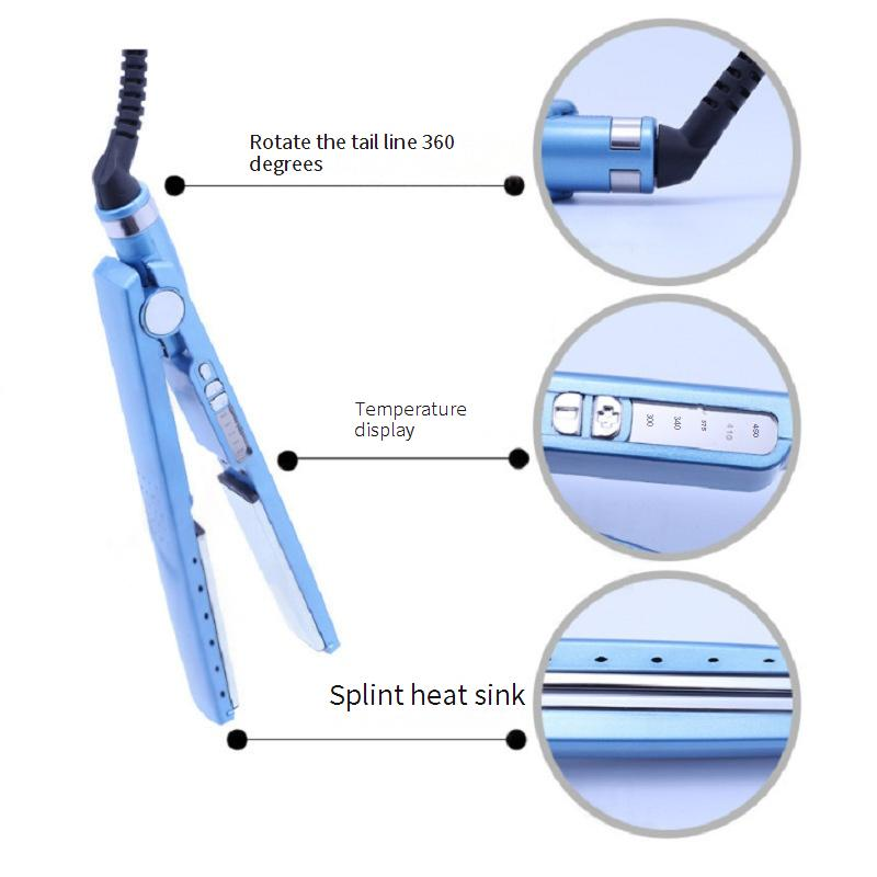 2-in-1-Haarglätter und Lockenstab – schnell aufheizendes Styling-Tool mit blauen Keramikplatten (tragbar, Doppelspannung, reisefreundlich)​_voghion.com