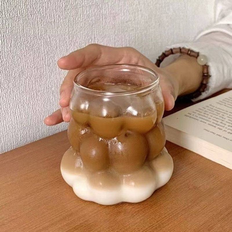 Grape-Design Glass Cup With Handle - Thick-Wall Clear Drinking Glass For Milk Coffee & Juice - Stylish Breakfast & Latte Cup​_voghion.com