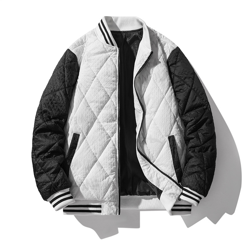 2023 new winter baseball jersey with thickened cotton jacket and color patchwork to keep warm, trendy handsome men's_voghion.com