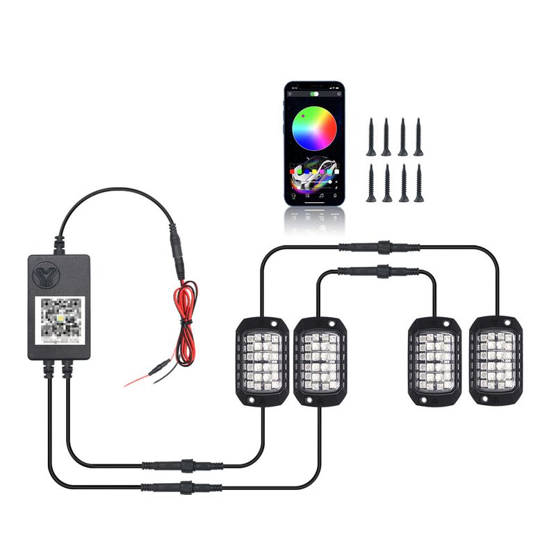 car chassis lights 36 lights off road car sedan 3D lens chassis lights 12v dual control atmosphere lights welcome lights_voghion.com