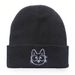 Unisex Cartoon weird cute emoticon cat embroidered knitted hat sleeve warm hat Hip hop wool hat_voghion.com