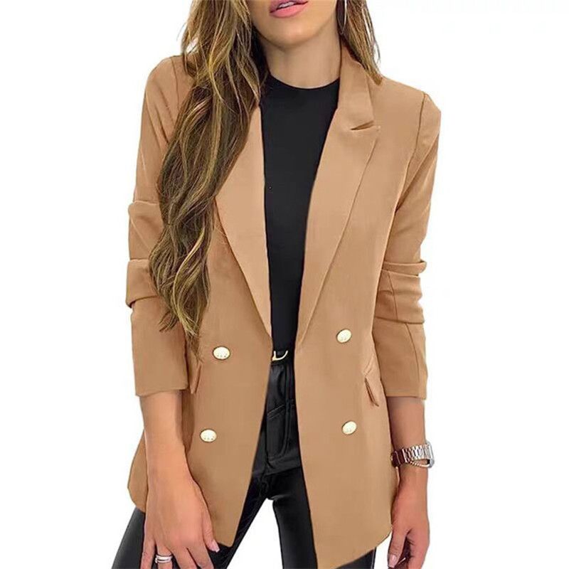 Women's Clothing new small suit jacket women's solid color casual long sleeved lapel button autumn jacket_voghion.com