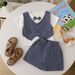 2025 Summer New Tie, Vest, Short Sleeve Set, Boys' Baby Casual Shorts Two Piece Set_voghion.com