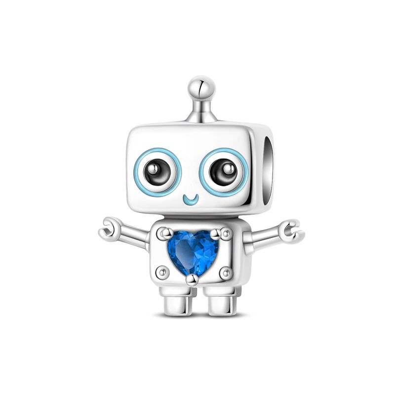Women's Jewelry Gold Detection AI Robot Charm Pendant Beads Jewelry With Bracelet Pieces Copper Plated Silver_voghion.com