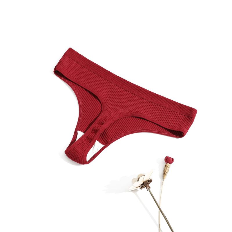 Minimalist Saf Pamuklu Seksi Tanga, Rahat Ve Nefes Alabilen T-line Orta Düşük Bel Kadın İç Çamaşırı_voghion.com