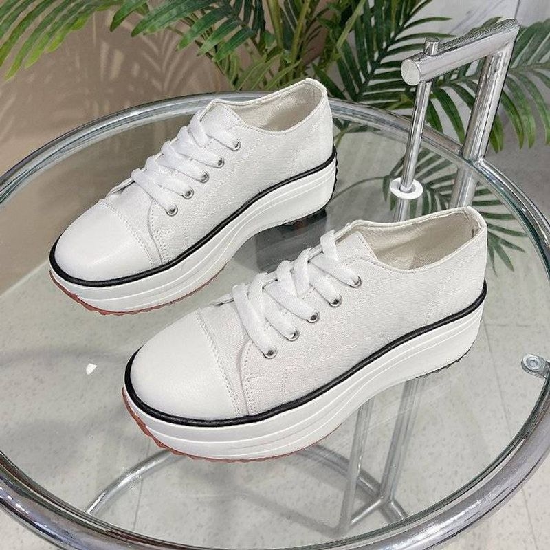 Women's Platform Canvas Shoes – 4cm Hidden Lift Sneakers (5 Colors)​_voghion.com