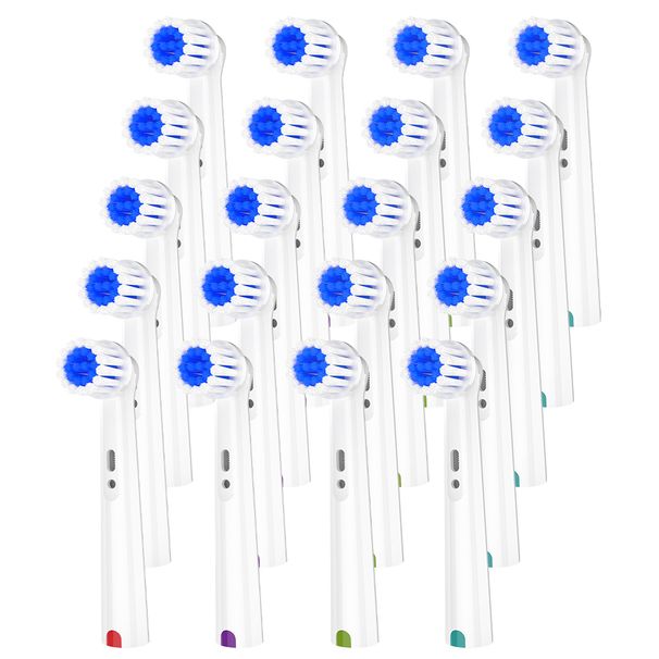 20 Pcs Compatible With Oral B Electric Toothbrush Sensitive Care Replacement Brush Heads, Professional Toothbrushes Head Refills For 1000 1500 500 100_voghion.com