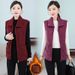 Gilet in pile da donna con collo alto, gilet imbottito invernale corto da donna, giacca in pile caldo con cerniera per taglie forti e di mezza età, capospalla casual_voghion.com