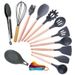 Conjunto de utensílios de cozinha de silicone com 17 peças e cabos de madeira - Utensílios de cozinha antiderrapantes e resistentes ao calor com suporte (sem BPA, laváveis na máquina de lavar louça)_voghion.com