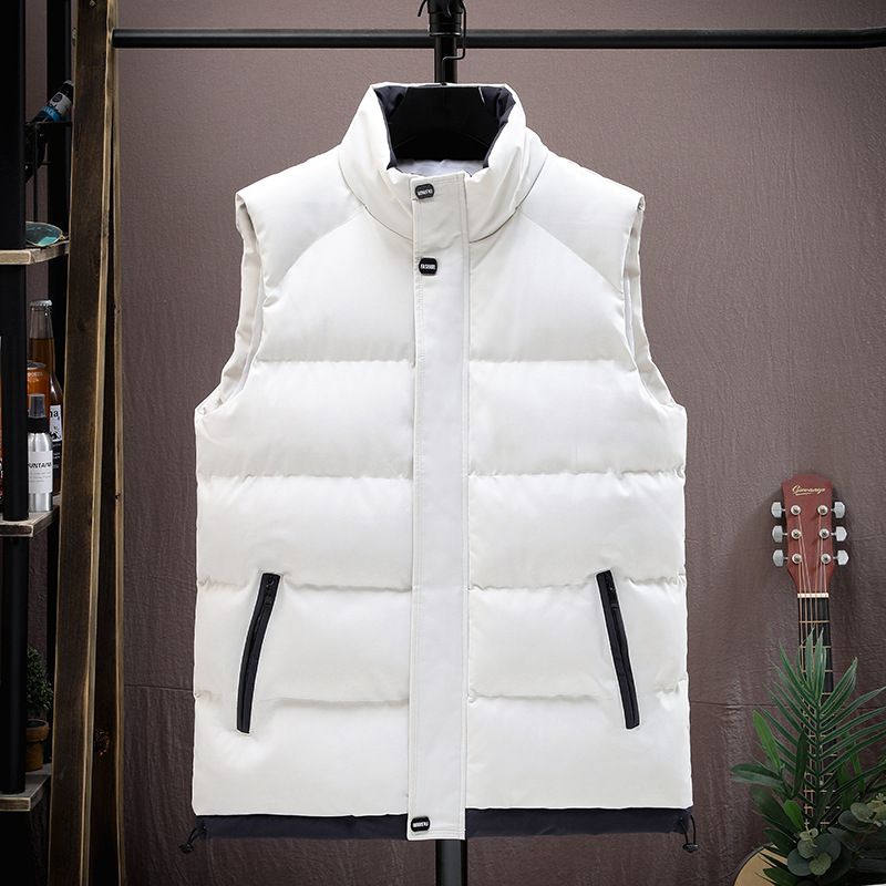 Vêtements pour hommes Gilet décontracté Gilet sans manches Haut tendance Gilet décontracté Veste sans manches Coupe ajustée Col montant Léger Polyester Mode automne_voghion.com