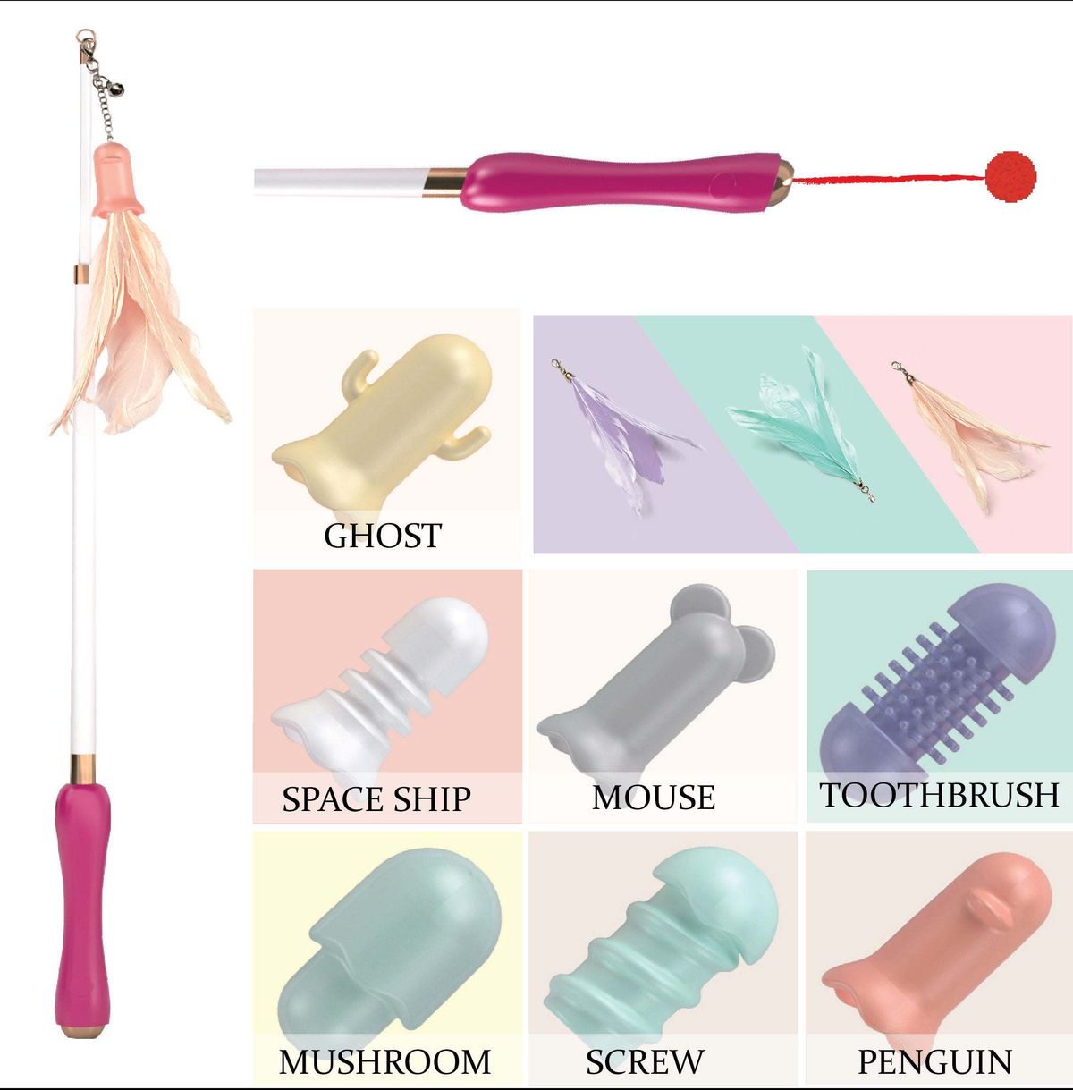 Pet Life 'Wander-cat' Customizeable and Extendable 10-in-1 Attachment Laser Cat Teaser_voghion.com