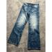 Abbigliamento maschile retrò blu scuro Lightning Cracked Jeans per uomo e donna Pantaloni larghi a gamba larga Pantaloni svasati dritti lavati_voghion.com