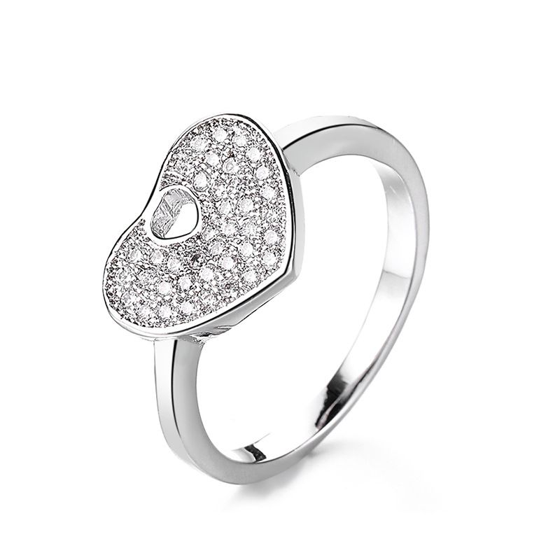 Anello da donna con diamanti a forma di cuore in argento sterling S925, design di nicchia leggero e di lusso, alla moda, per le dita_voghion.com