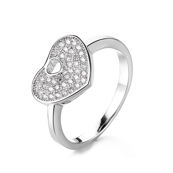Anello da donna con diamanti a forma di cuore in argento sterling S925, design di nicchia leggero e di lusso, alla moda, per le dita_voghion.com