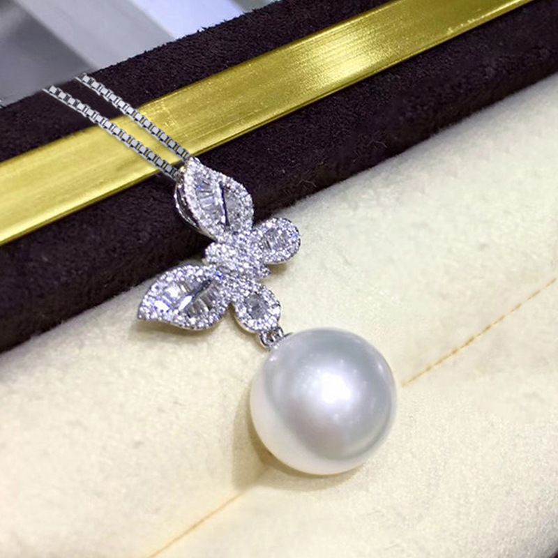 Cao Shi Schmetterling Perlenschmuck Set Exquisite Zirkon Ohrringe Weibliche Süße Box Kette Anhänger_voghion.com