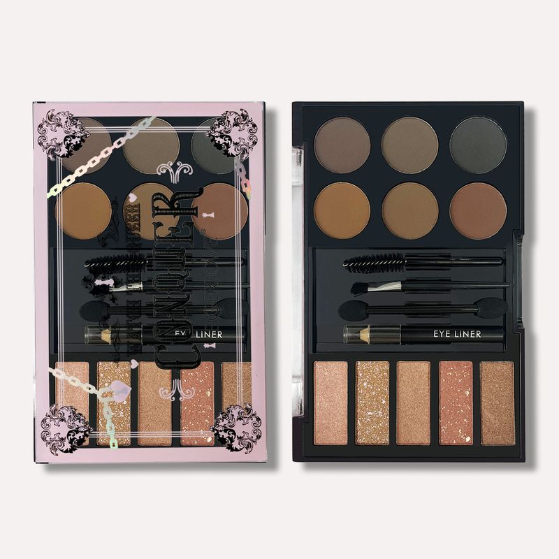 Oogschaduw, poeder, wenkbrauwcrème, veelzijdig, veelzijdig, draagbaar, met accessoires, make-upbakje, dagelijks gebruik_voghion.com