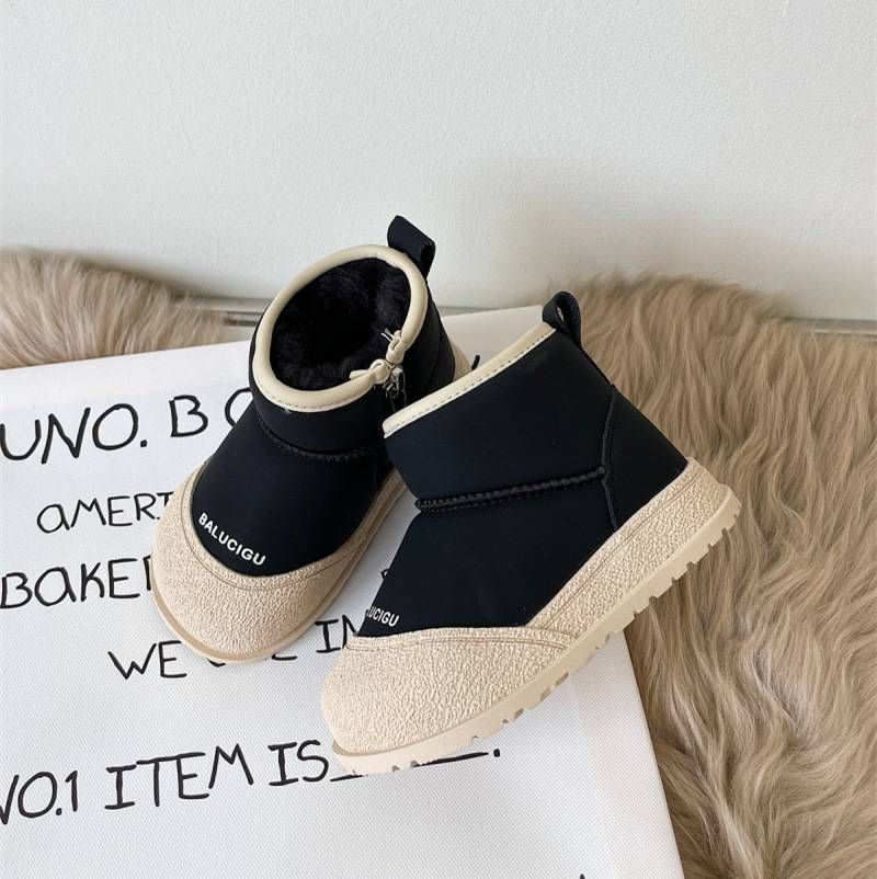 Boys' cotton shoes 2024 new winter children's snow boots non-slip waterproof girls' ankle boots plus fleece warm baby shoes_voghion.com