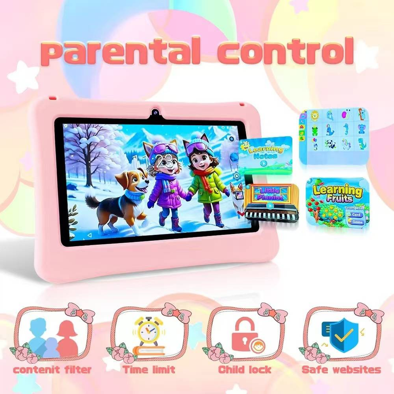 Children's tablet, 7-inch, secure eye screen, WiFi, dual cameras, games, parental control application_voghion.com