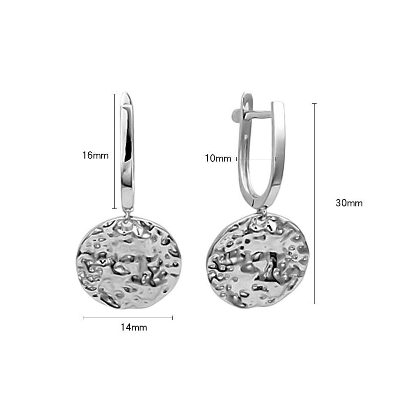 Ohrschnalle Sterling Silber runde Textur Ohrringe einfache Frauen alle-Match-Ohrschmuck hochwertige Nische_voghion.com