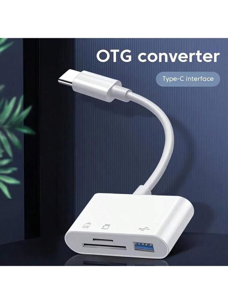 Adaptor USB C OTG multifuncțional 3 în 1 - PVC, cititor de carduri SD/TF, suport pentru cameră | Compatibil cu iPad Pro, MacBook, Chromebook, transmisie de date_voghion.com
