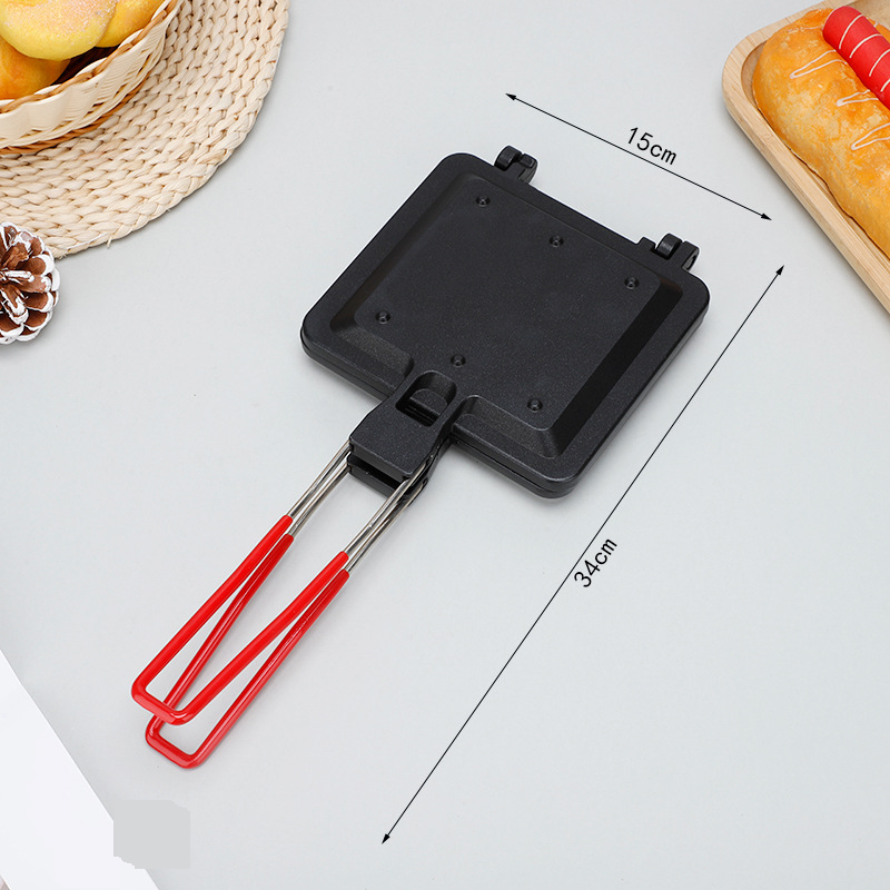Sartén plegable de doble cara para sándwiches, para uso doméstico, para tostar pan, para horno, para exteriores, antiadherente, portátil_voghion.com